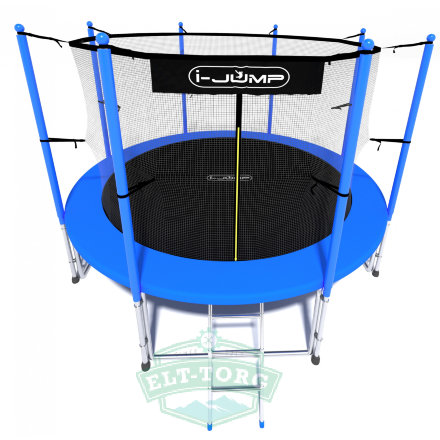 Батут i-JUMP CLASSIC 8ft 2,44м с нижней сетью и лестницей (blue)