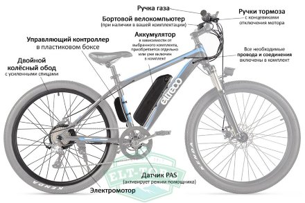 КОМПЛЕКТ Eltreco 36V 500W LCD 20" + АКБ 36V 10Ah (Frog)