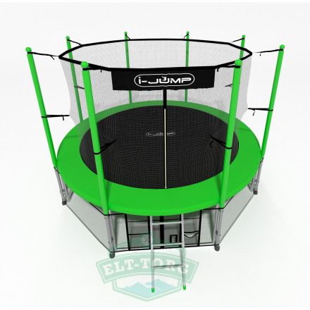 Батут i-JUMP CLASSIC 10ft 3,06м с нижней сетью и лестницей (green) 
