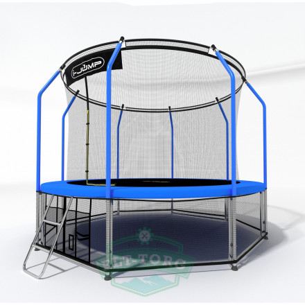 Батут i-JUMP Elegant 10ft 3,06м с нижней сетью и лестницей (blue)