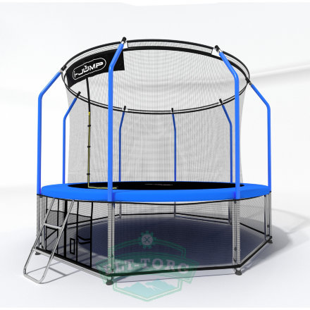 Батут i-JUMP Elegant 14ft 4,27м с нижней сетью и лестницей (blue)