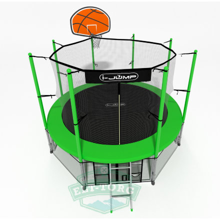 Батут i-JUMP BASKET 8ft 2.44м с нижней сетью и лестницей (green)