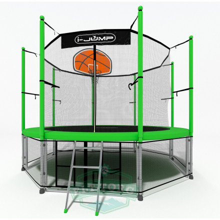 Батут i-JUMP BASKET 12ft 3,66м с нижней сетью и лестницей (green) Батут i-JUMP BASKET 12ft 3,66м с нижней сетью и лестницей (green)