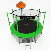 Батут i-JUMP BASKET 14ft 4,27м с нижней сетью и лестницей (green) 