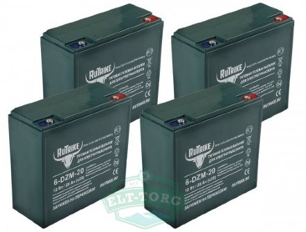Комплект тяговых гелевых аккумуляторов RuTrike 6-DZM-20 (48V20A/H C2) Комплект тяговых гелевых аккумуляторов RuTrike 6-DZM-20 (48V20A/H C2)