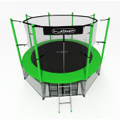 Батут i-JUMP CLASSIC 14ft 4,27м с нижней сетью и лестницей (green)