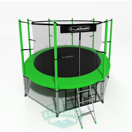 Батут i-JUMP CLASSIC 14ft 4,27м с нижней сетью и лестницей (green)