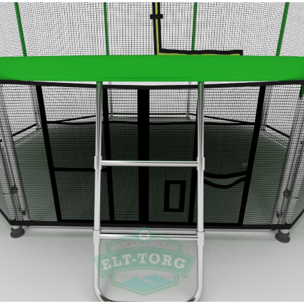 Батут i-JUMP Elegant 12ft 3,66м с нижней сетью и лестницей (green)
