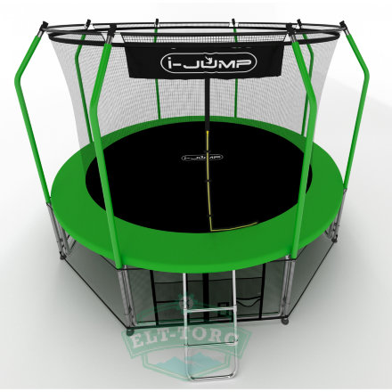 Батут i-JUMP Elegant 14ft 4,27м с нижней сетью и лестницей (green)